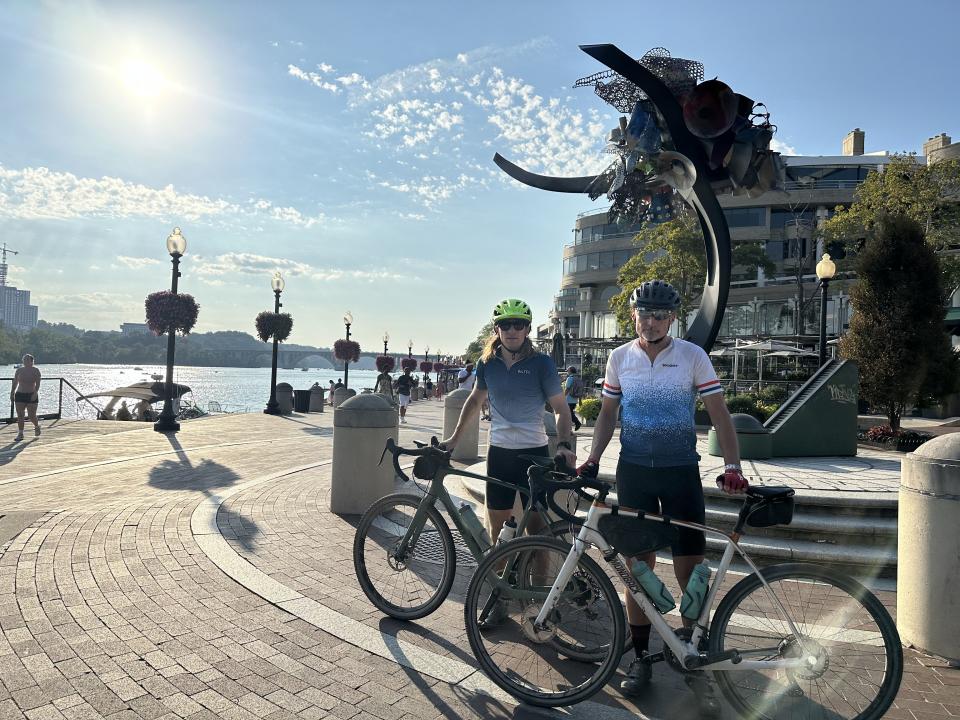 Marcus Romboy, left, and Dennis Romboy in Washington, D.C., after riding 340 miles from Pittsburgh on the Great Allegheny Passage and the C&O Canal Towpath. | Jill Romboy, for the Deseret News