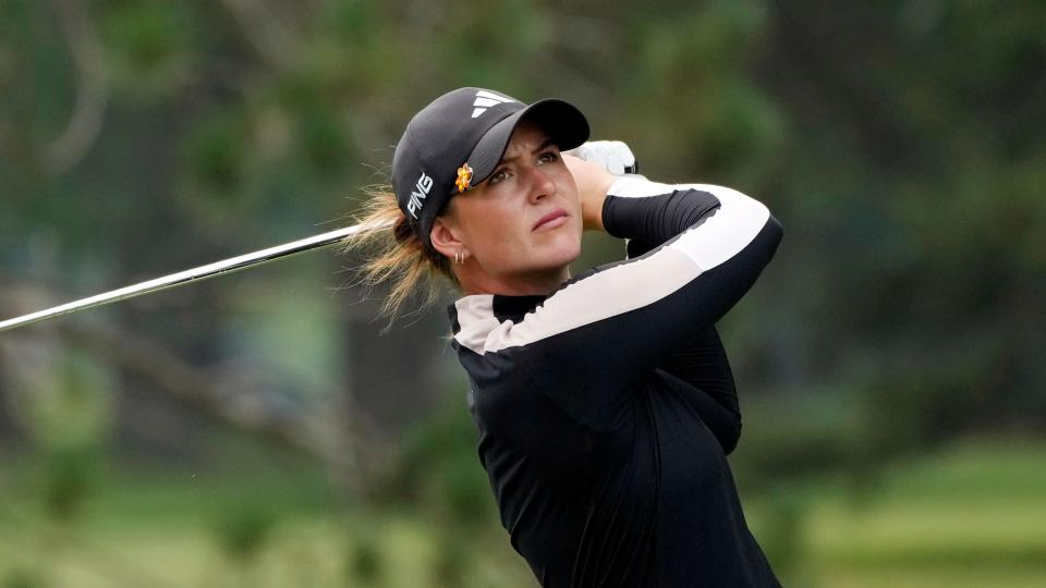 Linn Grant of Sweden plays during the final round of the Dana Open golf tournament at Highland Meadows Golf Club, Sunday, July 16, 2023, in Sylvania, Ohio. (AP Photo/Carlos Osorio)