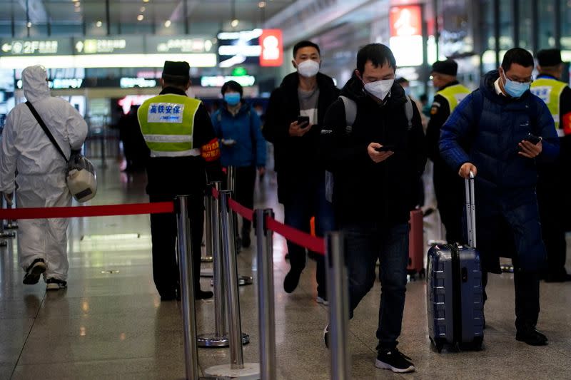 Travel season ahead of the Chinese Lunar New Year, at a railway station in Shanghai