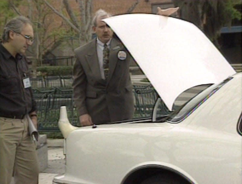 Decklid GPS antenna on the back of a 1992 Oldsmobile Toronado