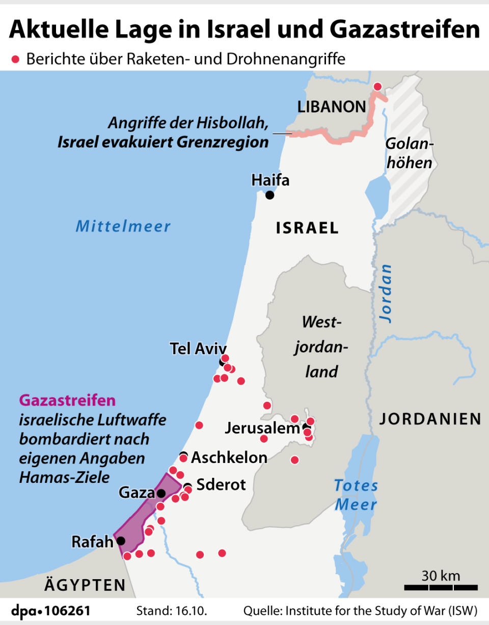Aktuelle Lage in Israel und Gazastreifen. Redaktion: B. Schaller; Grafik: P. Massow