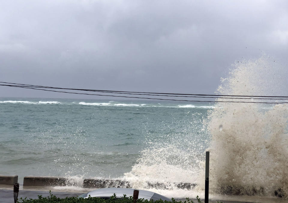 Ocean waves are seen during the approach of Hurricane Dorian on Sept. 1, 2019 in Nassau, Bahamas. (Photo: Lucy Worboys/AFP/Getty Images)