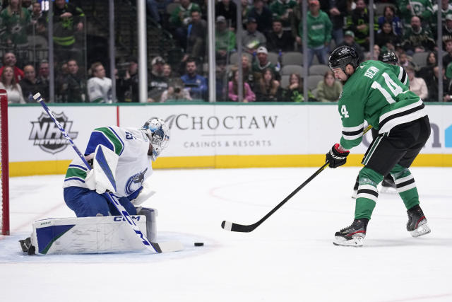 Jamie Benn of the Dallas Stars prepares to take on the Winnipeg Jets