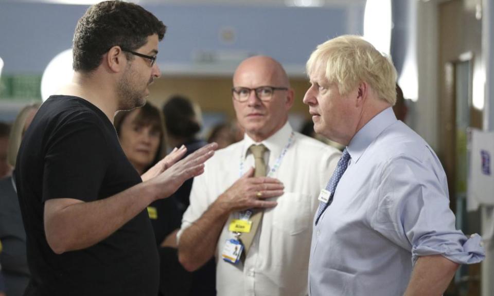 Omar Salem challenges Boris Johnson during his visit to Whipps Cross hospital