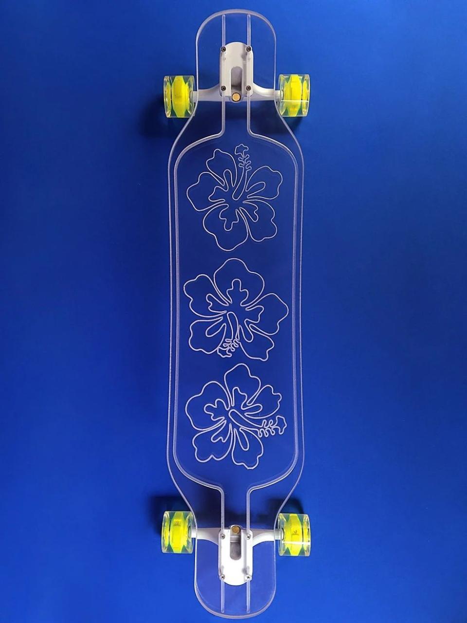 30) Ghost Boards Hibiscus-Print Skateboard