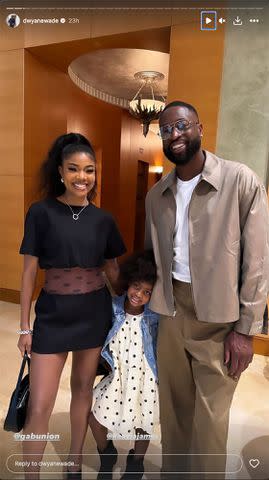 <p>Dwyane Wade/Instagram</p> Gabrielle Union, Dwayne Wade and daughter Kaavia