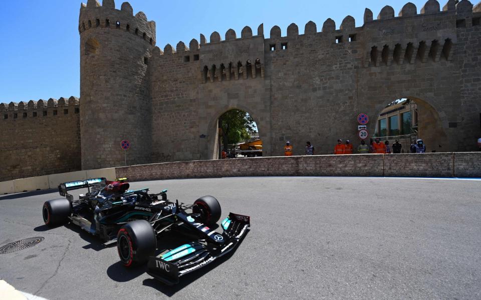 Azerbaijan Grand Prix 2022: What time does the race start, what TV channel is it on and what are the odds? / Mercedes' Finnish driver Valtteri Bottas steers his car during the first practice session ahead of the Formula One Azerbaijan Grand Prix at the Baku City Circuit in Baku on June 4, 2021 - AFP