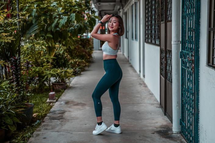 Jia Xuan incorporates yoga into her fitness regimen. 