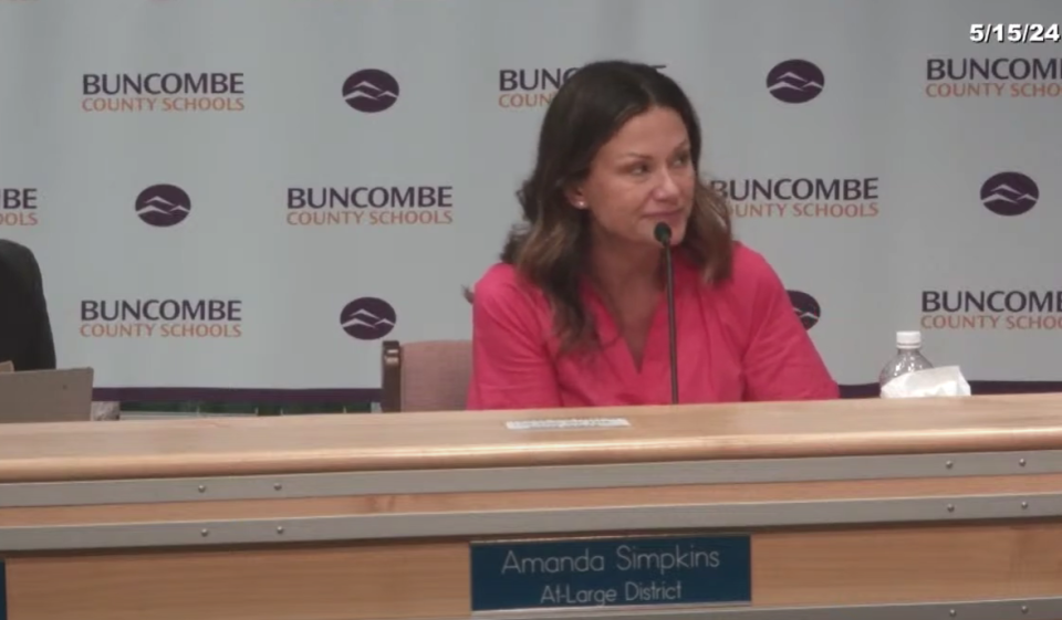 At-Large School Board Member Mrs. Amanda Simpkins has announced her resignation from the Buncombe County Schools Board of Education effective May 15, 2024, citing personal reasons.