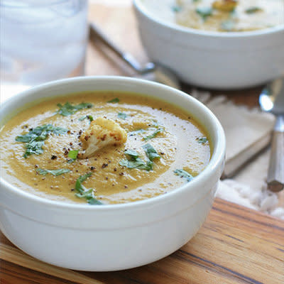 <strong>Get the <a href="http://www.girlcooksworld.com/2012/09/curried-roasted-cauliflower-soup.html">Curried Roasted Cauliflower Soup Recipe</a> by Girl Cooks World</strong>