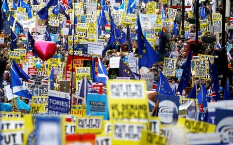 EU supporters, calling on the government to give Britons a vote on the final Brexit deal - Credit: &nbsp;Reuters