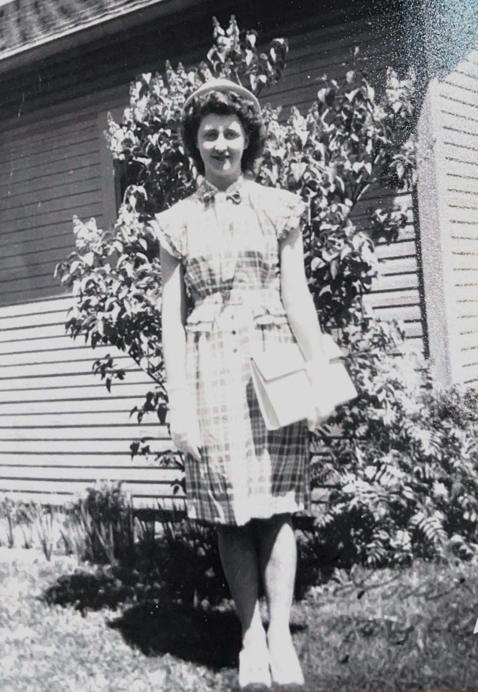 Mary Ellen Dune as a teenager before heading to church on Easter. Faith has been an important part of her life.