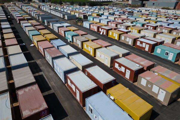 Containers sent from Qatar to Turkey on March 11, 2023.