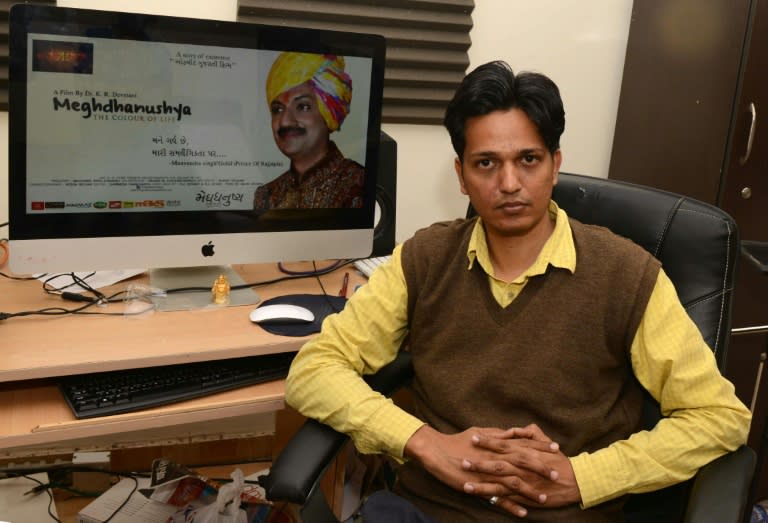 Indian filmmaker Kiran Kumar Devmani, pictured at his office in Ahmedabad