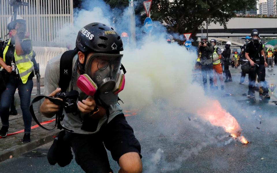 Tear gas was fired during the protests - REUTERS