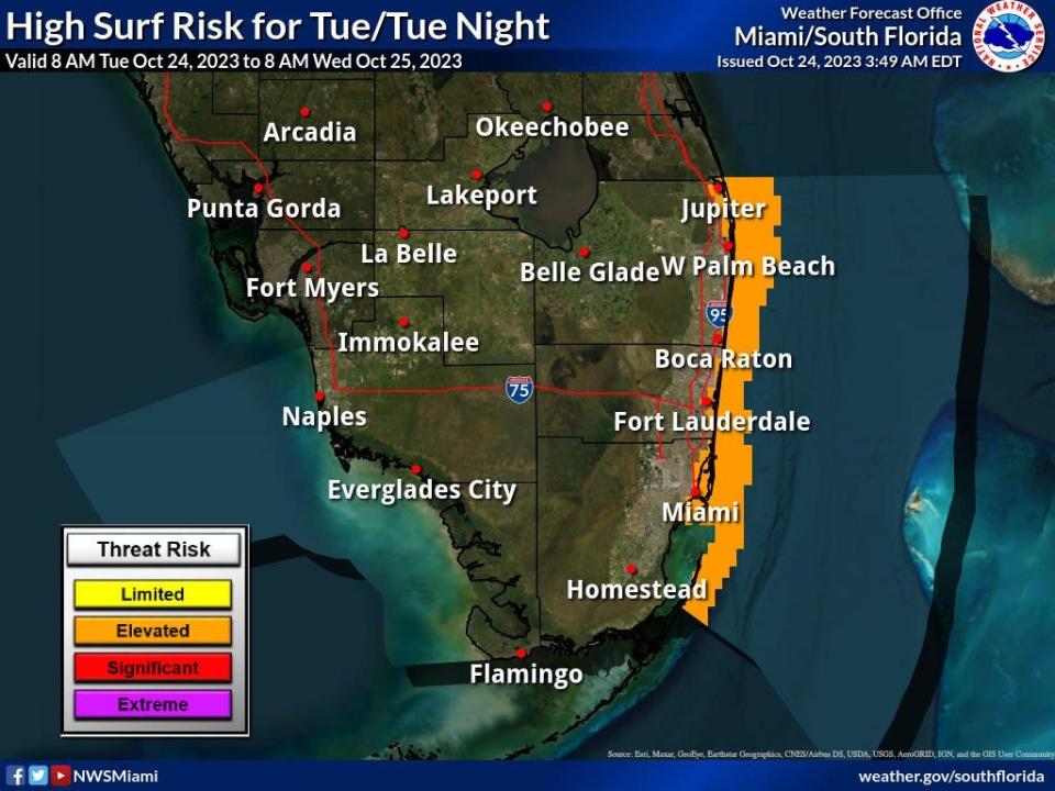 High surf risk for Tuesday and Tuesday night.