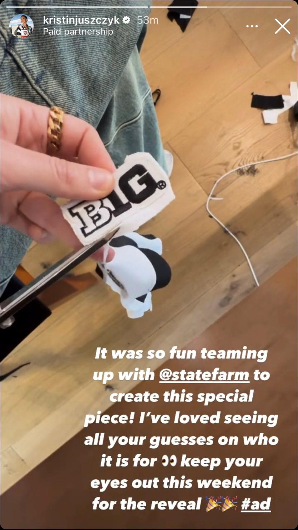New York designer Kristin Juszczyk posts to her Instagram Friday a second teaser about her next custom design. All signs point to it being made for Caitlin Clark.