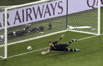 <p>…which left Portugal goalkeeper Rui Patricio with absolutley no chance. (AP) </p>