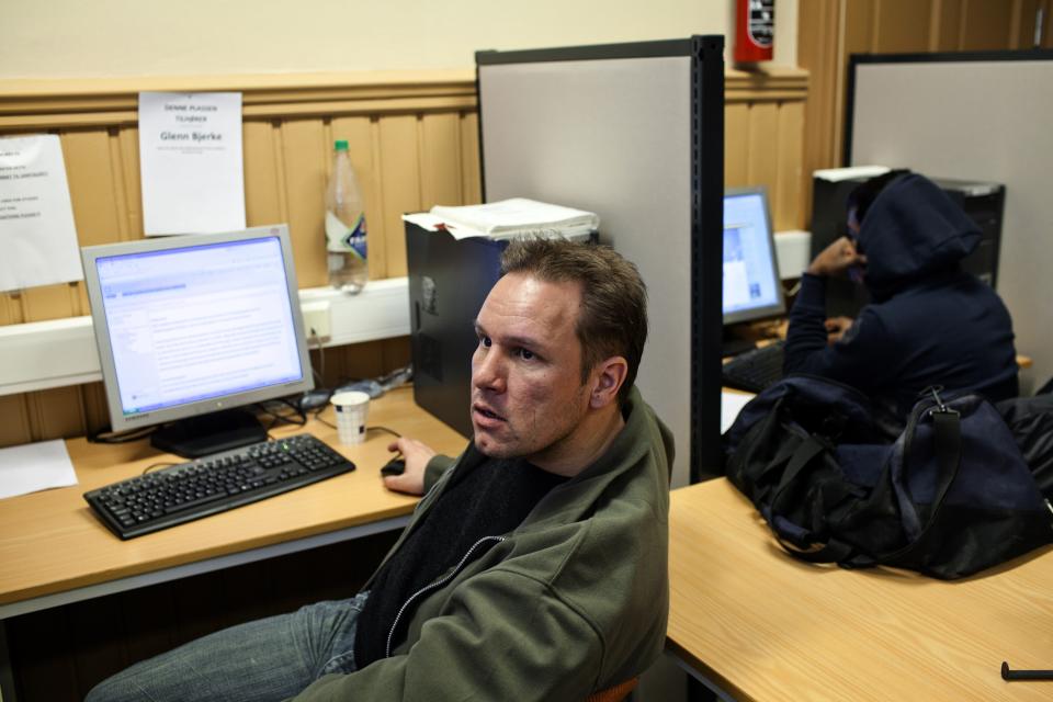 BASTOY ISLAND, HORTEN, NORWAY - APRIL 11:  Glenn, 40-years-old sentenced to twelve years for crime related to narcotics is seen surfing the internet in Bastoy Prison on April 11, 2011 in Bastoy Island, Horten, Norway. Bastoy Prison is a minimum security prison located on Bastoy Island, Norway, about 75 kilometers (46 mi) south of Oslo. The facility is located on a 2.6 square kilometer (1 sq mi) island and hosts 115 inmates. Arne Kvernvik Nilsen, governor of the prison, leads a staff of about 70 prison employees. Of this staff, only five employees remain on the island overnight.  Once a prison colony for young boys, the facility now is trying to become 'the first eco-human prison in the world.' Inmates are housed in wooden cottages and work the prison farm. During their free time, inmates have access to horseback riding, fishing, tennis, and cross-country skiing. (Photo by Marco Di Lauro/Reportage by Getty Images)