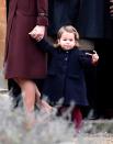 <p>Princess Charlotte carries a festive candy cane as she leaves a Christmas Day service with her family.</p>