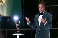 <p>During his outstanding lead actor in a comedy series <a href="https://people.com/tv/2021-emmy-awards-jason-sudeikis-jokes-about-lorne-michael-in-acceptance-speech/" rel="nofollow noopener" target="_blank" data-ylk="slk:acceptance speech;elm:context_link;itc:0;sec:content-canvas" class="link ">acceptance speech</a> for his work on <em>Ted Lasso</em>, Jason Sudeikis thanked his family, his kids, mentors and teachers, including Lorne Michaels, "who went to go take a dump now, perfect," he joked, before adding, "He's gonna get home and he's gonna watch it, he loves watching the Emmys at home. It's fine, it's fine."</p>