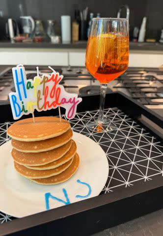 <p>Nick Jonas/Instagram</p> Nick Jonas' birthday pancakes and Aperol Spritz