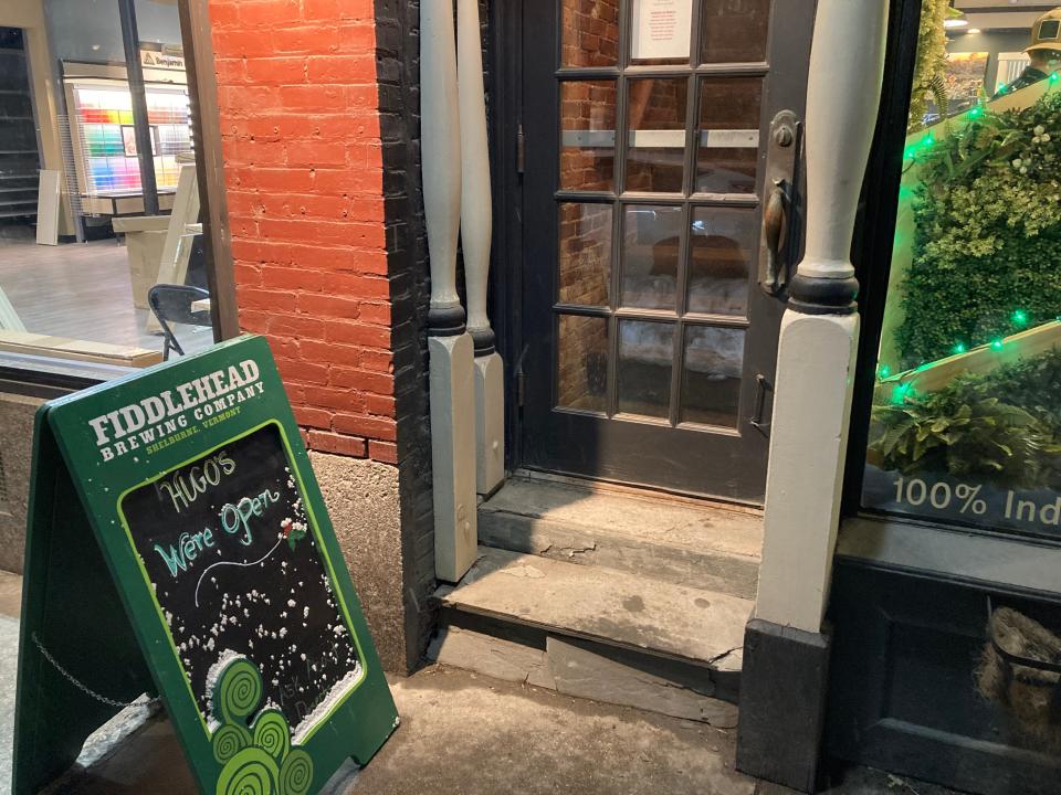 The subtle entrance to Hugo's Bar & Grill in Montpelier, shown Nov. 28, 2023.
