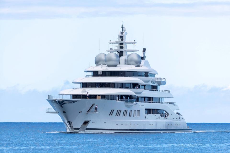 the yacht Amadea of sanctioned Russian Oligarch Suleiman Kerimov, seized by the Fiji government at the request of the US, arrives at the Honolulu Harbor, Hawaii, June 16, 2022.