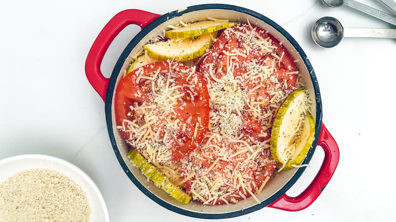 uncooked cheese zucchini tomato casserole