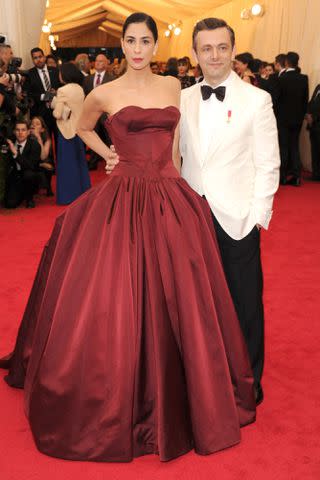 <p>Kevin Mazur/WireImage</p> Sarah Silverman and Michael Sheen at the 2014 Met Gala