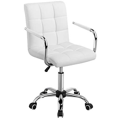 1) White Desk Chair with Wheels