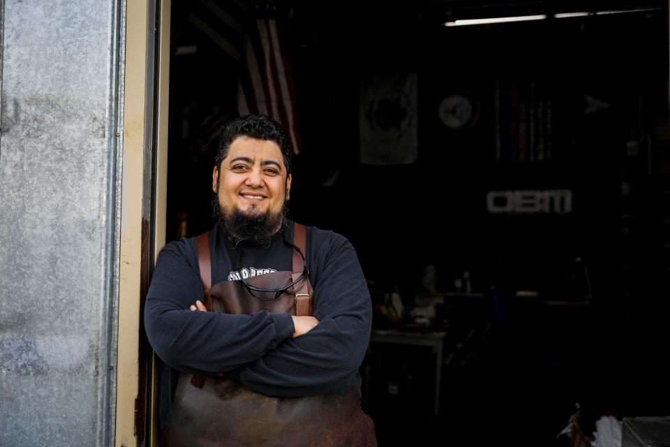 Josh Navarrete, a local blacksmith and owner of Navarrete Knives. Teens can spend their days measuring, chopping and sanding at Navarrete's woodshop, one of the various vocational training programs offered through the Marion County Juvenile Department.