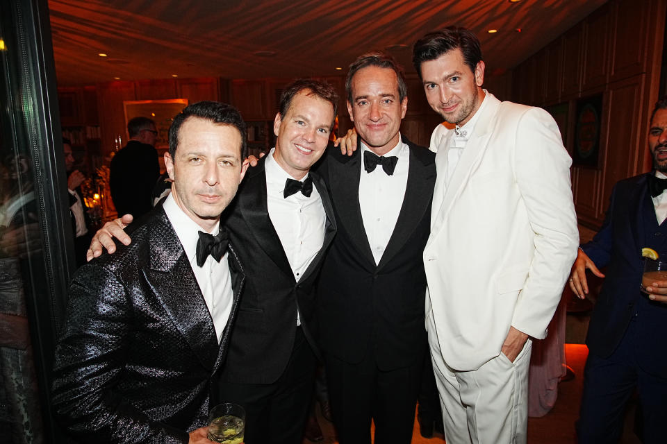WEST HOLLYWOOD, CALIFORNIA - SEPTEMBER 12: (L-R) Jeremy Strong, Casey Bloys, Matthew Macfadyen, and Nicholas Braun attend HBO / HBO Max Emmy Nominees Reception at San Vicente Bungalows on September 12, 2022 in West Hollywood, California. (Photo by Jeff Kravitz/FilmMagic for HBO/HBO MAX)
