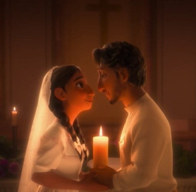 Abuela and Pedro get married in "Encanto"