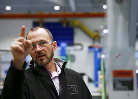 Jason Clark during a media tour of the Boeing 777X at the Boeing production facility in Everett