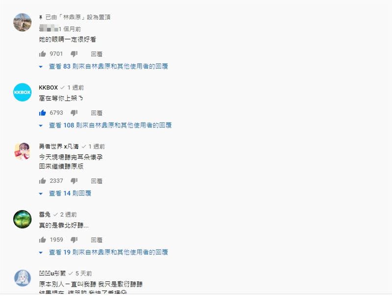 就連KKBOX都來朝聖留言。（圖／翻攝自林鼎原YouTube）