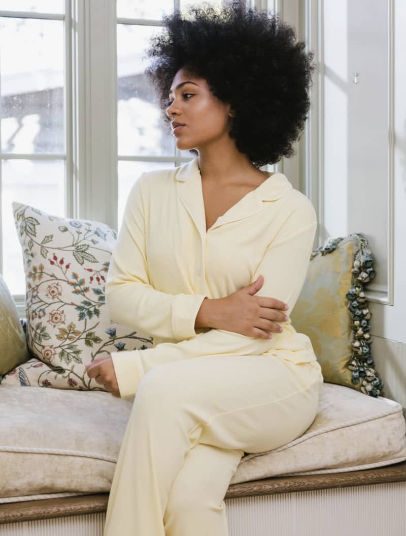 Rib Knit Classic Long Sleeve Pajama Set