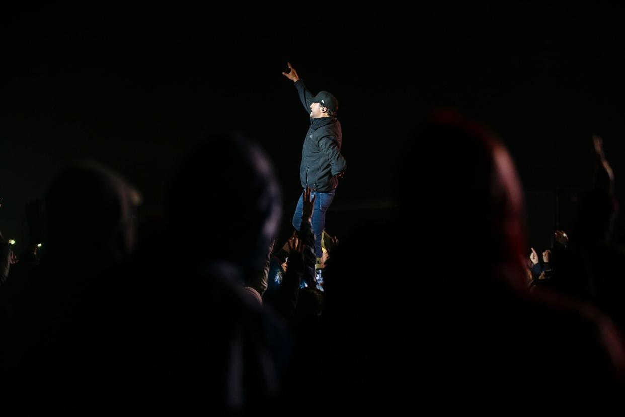 Luke Bryan performs during his Farm Tour in Boone in 2018.