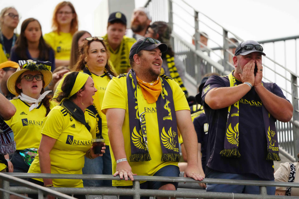 May 28, 2022; Commerce City, Colorado, USA; Nashville SC fans before the match against the Colorado Rapids at Dick's Sporting Goods Park.