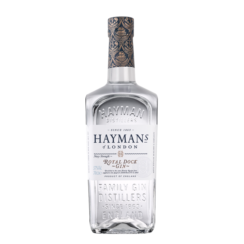 <p><a class="link " href="https://www.masterofmalt.com/gin/hayman-distillers/haymans-royal-dock-navy-strength-gin/" rel="nofollow noopener" target="_blank" data-ylk="slk:SHOP;elm:context_link;itc:0;sec:content-canvas">SHOP</a></p><p>Named after the old Naval base in Deptford, south-east London, Royal Dock came about after bartenders asked the brand for higher strength spirits. That doesn’t mean it’s overpowering, though, thanks to the light citrus and floral notes.</p><p>£31.63, <a href="https://www.masterofmalt.com/gin/hayman-distillers/haymans-royal-dock-navy-strength-gin/" rel="nofollow noopener" target="_blank" data-ylk="slk:masterofmalt.com;elm:context_link;itc:0;sec:content-canvas" class="link ">masterofmalt.com</a></p>