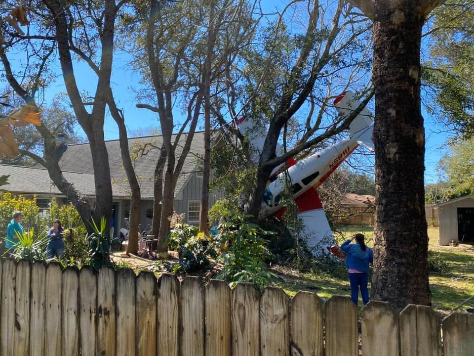 Nobody was injured when a small plane crashed into a Florida neighborhood while trying to land at Destin Executive Airport on Sunday. Two men and a dog were aboard the plane.