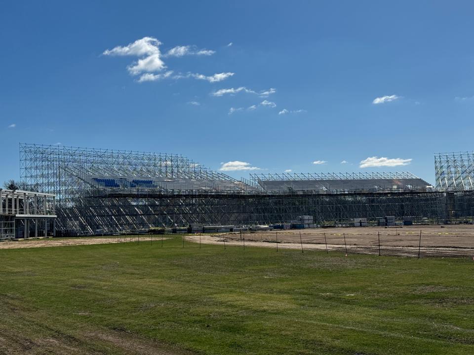 This picture taken on March 19, 2024, gives an insight into what seating will look like at the Nassau County International Cricket Stadium on Long Island, New York for the upcoming ICC Men's T20 World Cup.