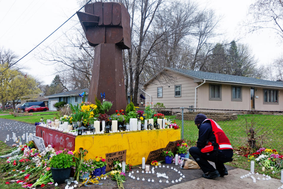 IMAGE: Memorial site for Daunte Wright in Brooklyn Center, Minn. (Yasmin Yassin / for NBC News)