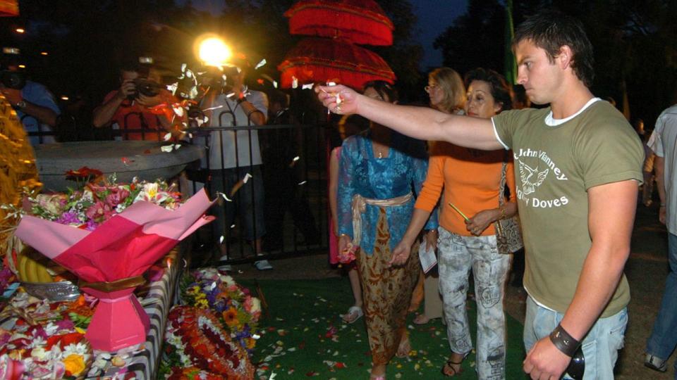 Jake Ryan, pictured here at a shrine on the Coast in remembrance of the 2002 Bali bombings.