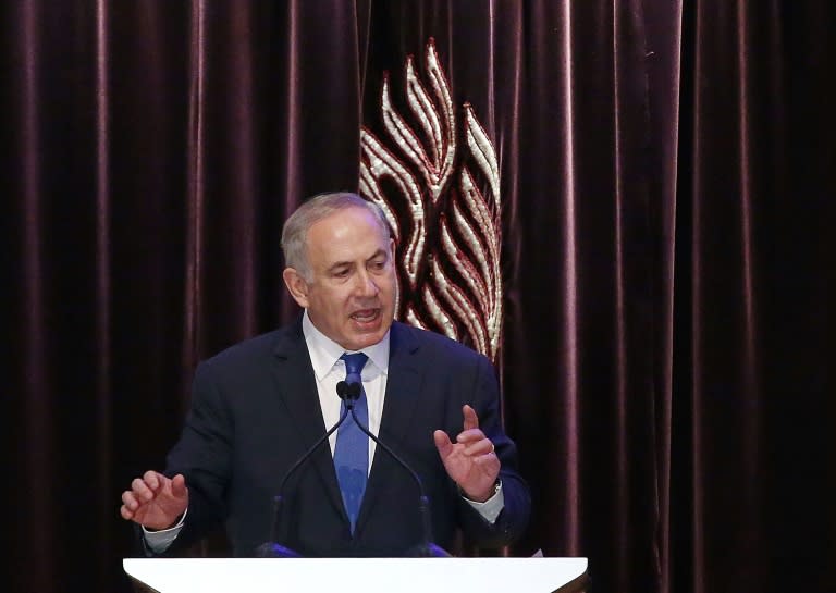 Israel Prime Minister Benjamin Netanyahu speaks at the Central Synagogue in Sydney on February 22, 2017