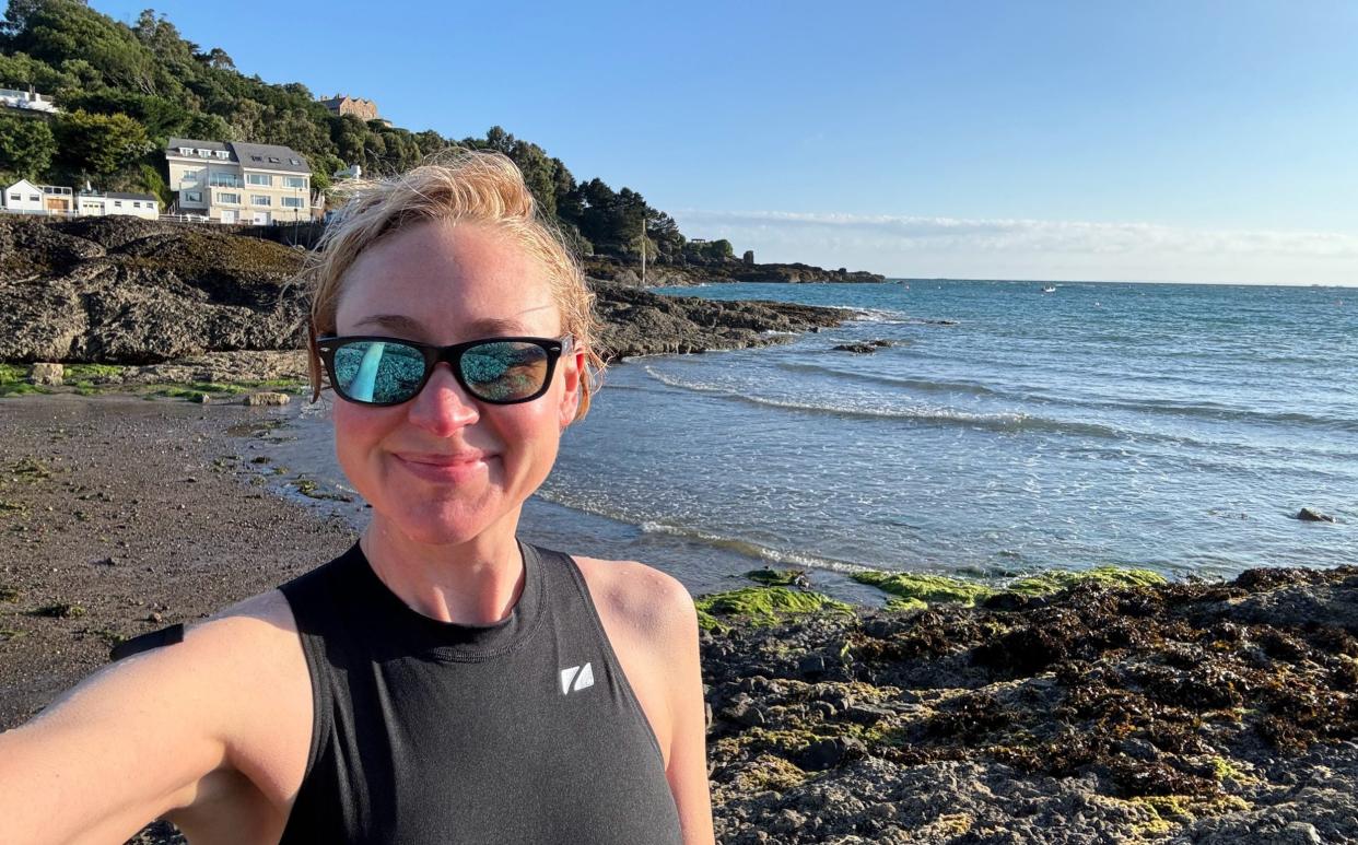 Sarah Baxter takes a morning swim at Rozel, Jersey