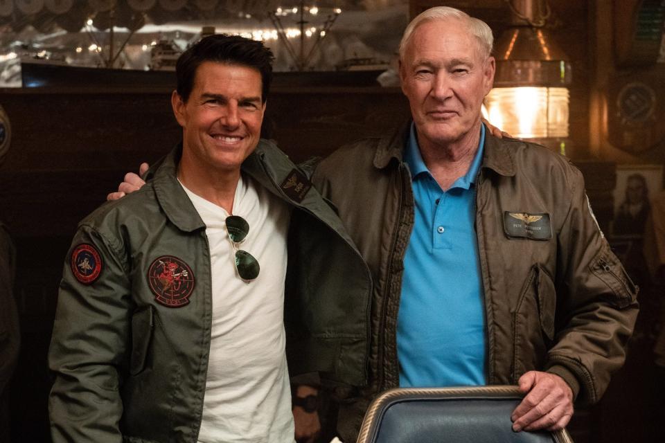 <em>Cruise and Viper on the set of </em>Top Gun: Maverick<em> (twitter.com/topgunarchive)</em>