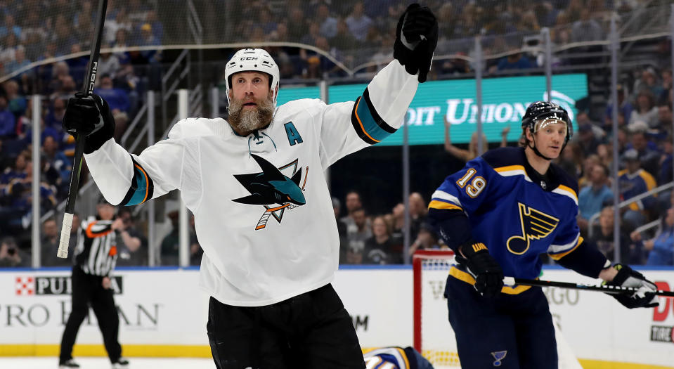 Joe Thornton has been a San Jose Sharks since 2005 and he doesn't want that to change if his NHL career continues. (Photo by Elsa/Getty Images)