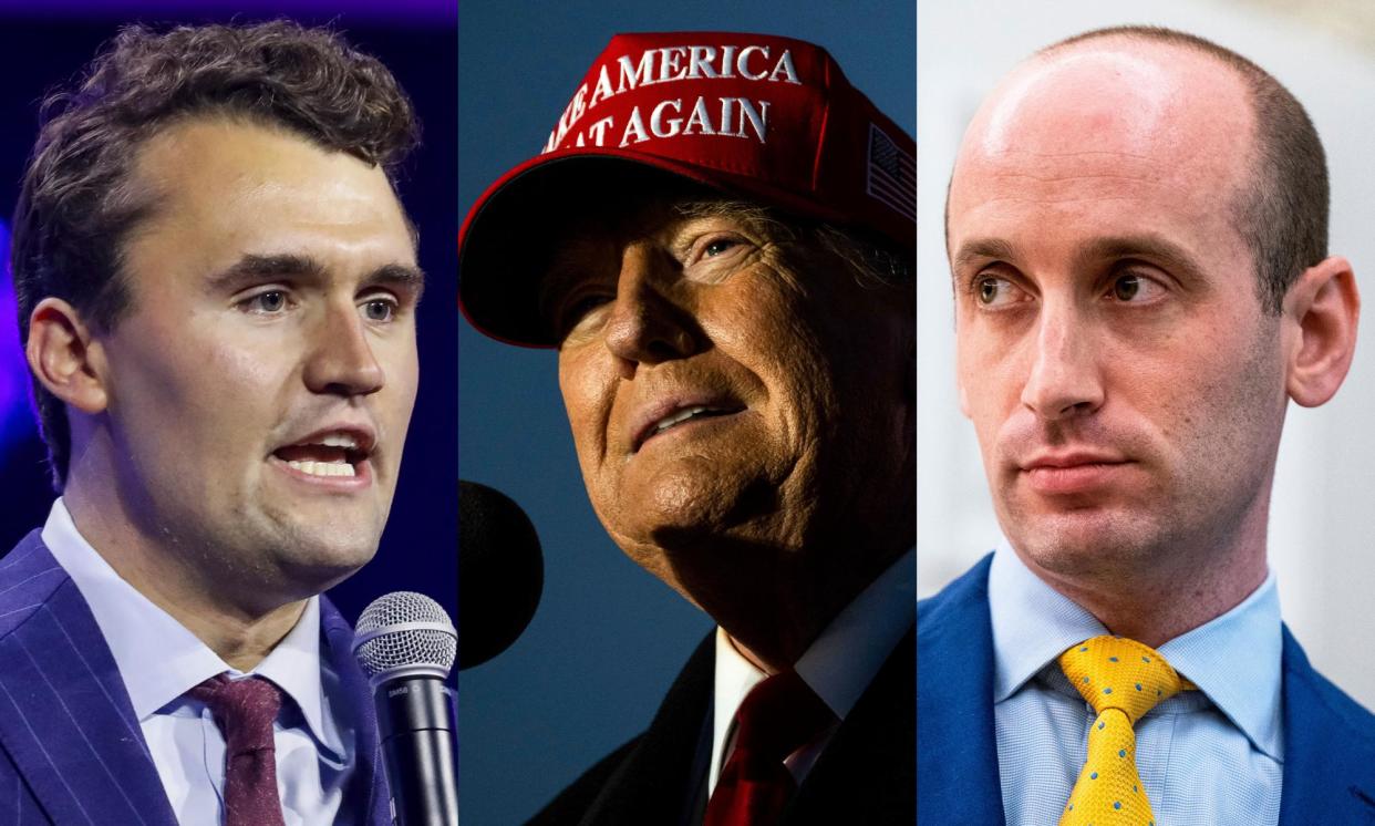 <span>Pro-Trump groups led by Charlie Kirk, left, and Stephen Miller, right, have received a substantial infusion of cash from two conservative non-profits.</span><span>Composite: Bloomberg, Getty Images</span>