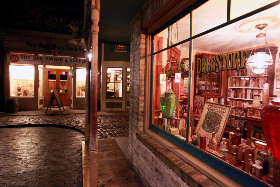 A drugstore exhibit from the original Milwaukee Public Museum was incorporated in the Streets of Old Milwaukee display built into the new museum at 800 W. Wells St.